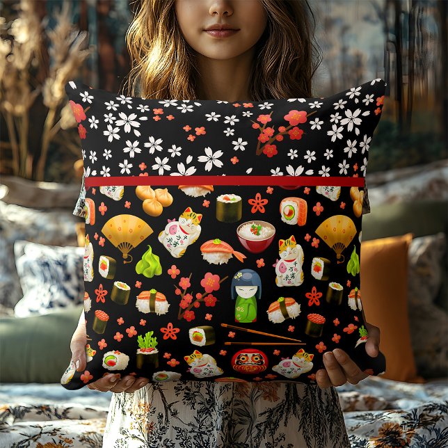 Japanisch Lucky Cat, Chopsticks und Sushi Kissen (Von Creator hochgeladen)