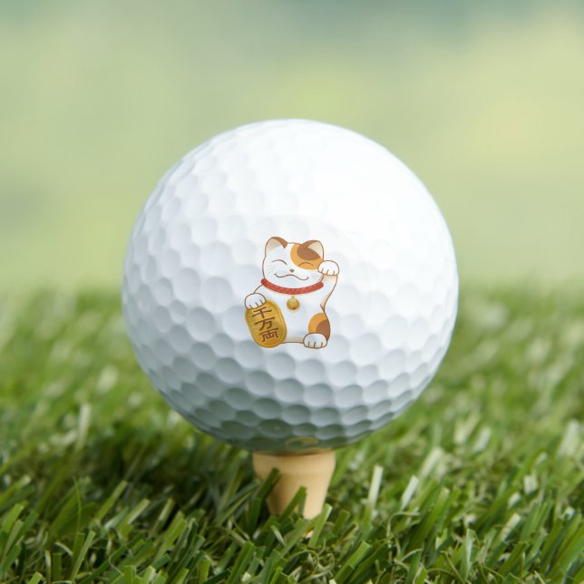 Japanisch Lucky Cat, Maneki Neko Luck gutes Glück Golfball (Insitu T-Shirt)