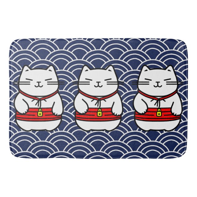 Japanisch Lucky Cat oder Maneki-Neko Badematte (Vorderseite)