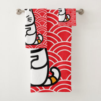 Japanisch Lucky Cat oder Maneki-Neko Badhandtuch Set