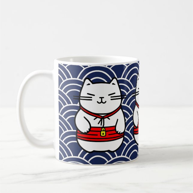 Japanisch Lucky Cat oder Maneki-Neko Kaffeetasse (Links)