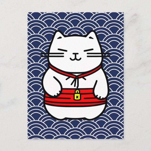 Japanisch Lucky Cat oder Maneki-Neko Postkarte (Vorderseite)