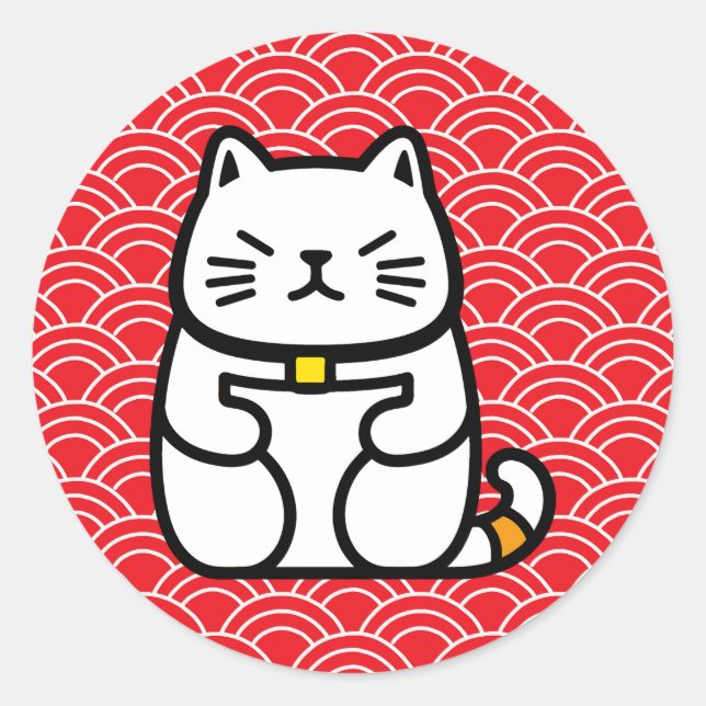 Japanisch Lucky Cat oder Maneki-Neko Runder Aufkleber (Vorderseite)