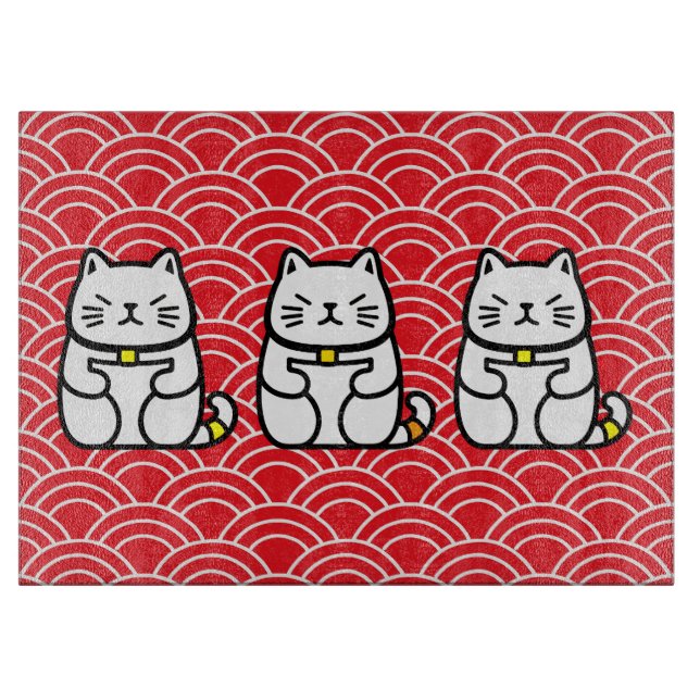 Japanisch Lucky Cat oder Maneki-Neko Schneidebrett (Vorderseite)
