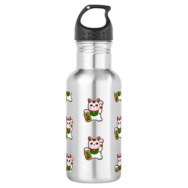 Japanisch Lucky Cat Pattern Edelstahlflasche (Vorderseite)