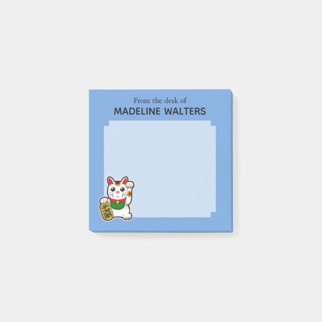 Japanisch Lucky Cat Personalisiert Post-it Klebezettel (Vorderseite)