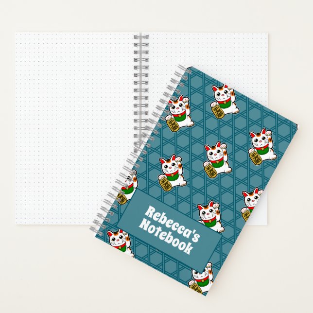 Japanisch Maneki Neko Lucky Cat Pattern Notizbuch (Innen)