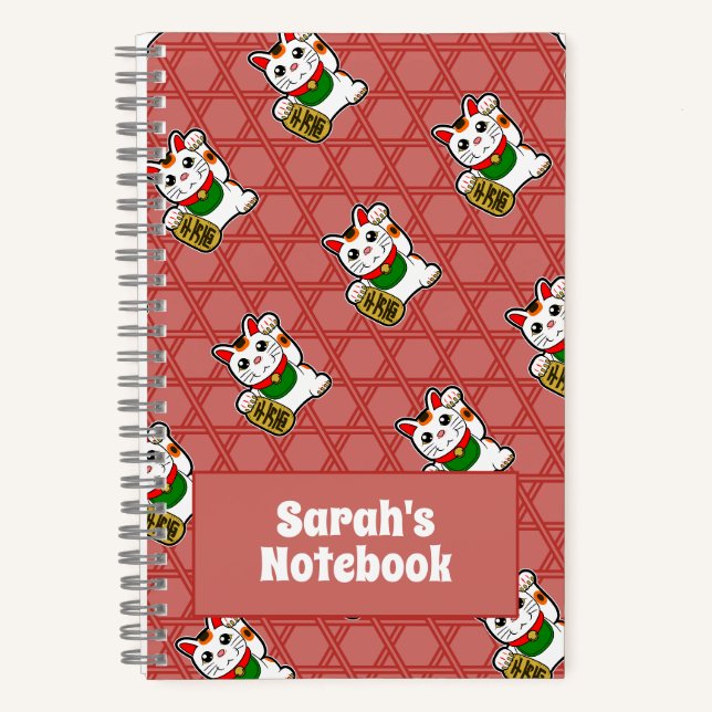 Japanisch Maneki Neko Muster Notizbuch (Vorderseite)