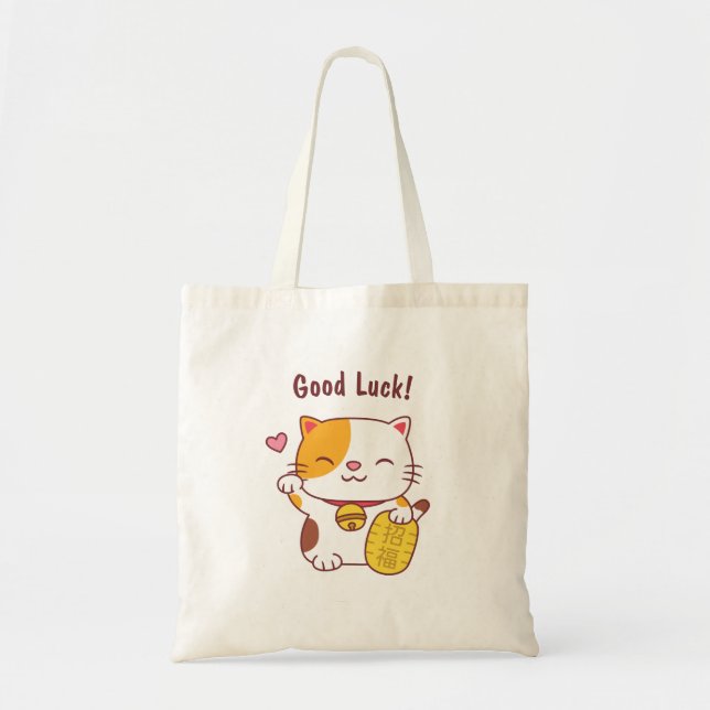 Japanisch Maneki Neko Viel Glück Cat Doodle Tragetasche (Vorne)
