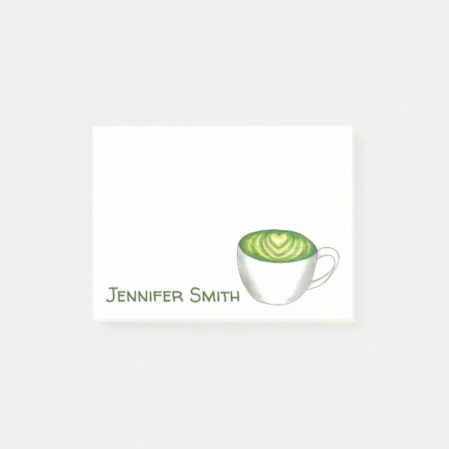 Japanisch Matcha Green Tea Latte Drink Personalisi Post-it Klebezettel (Vorderseite)