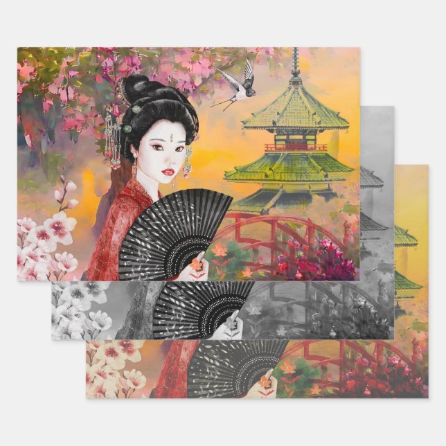 Japanisch mit einer Frau Geschenkpapier Set (Set)