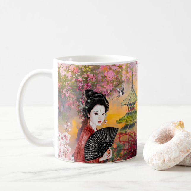 Japanisch mit einer Frau Kaffeetasse (Mit Donut)