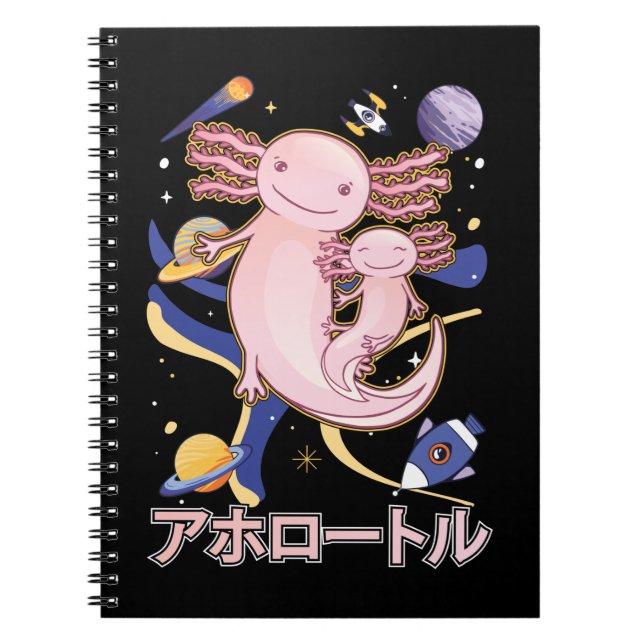Japanisch Niedliche Axolotl-Familie Galaxy Anime Notizblock (Vorderseite)