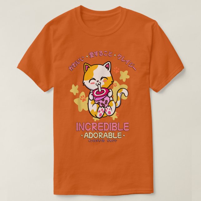 Japanisch - Niedliche Blase Teekatze Kätzchen ungl T-Shirt (Design vorne)