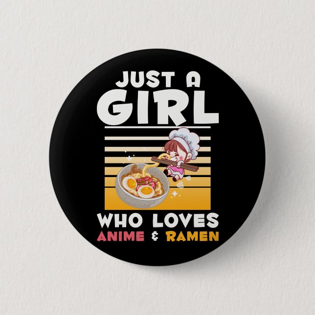 Japanisch Noodles Ramen Anime Girl Manga Otaku Button (Vorderseite)