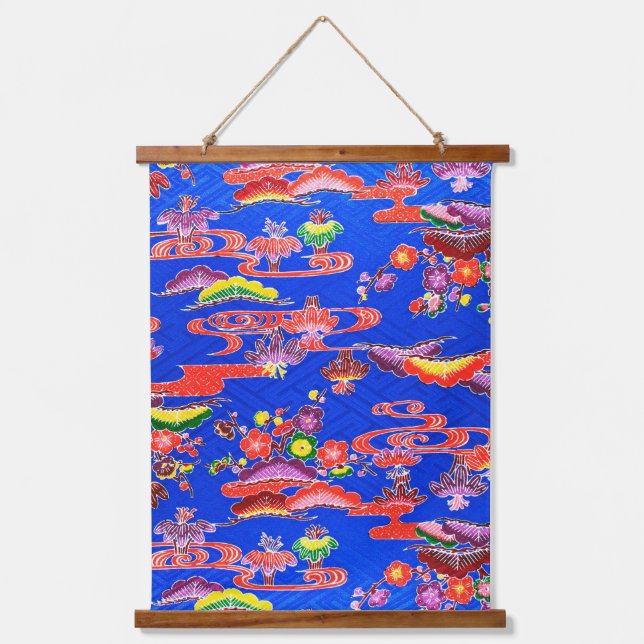 Japanisch Okinawan Dye (Bingata) Wandteppich Mit Holzrahmen (Vorderseite)