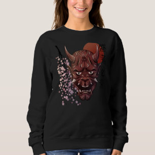 Japanisch Oni Demon Maske Japanisches Kanji Samura Sweatshirt