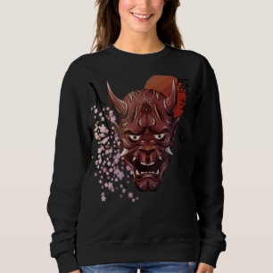 Japanisch Oni Demon Maske Japanisches Kanji Samura Sweatshirt