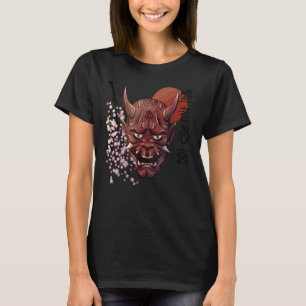 Japanisch Oni Demon Maske Japanisches Kanji Samura T-Shirt