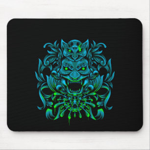 Japanisch Oni Mask Blue Mouse Pad Mousepad