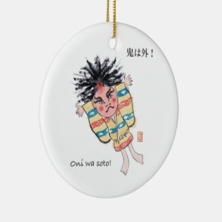 Japanisch Oni wa Soto! Keramik Ornament