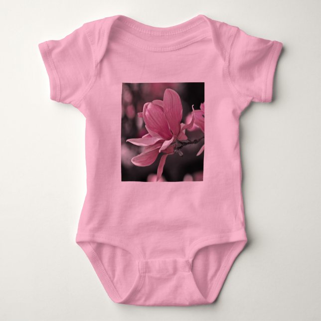 Japanisch Pink Saucer Magnolia Baby Strampler (Vorderseite)