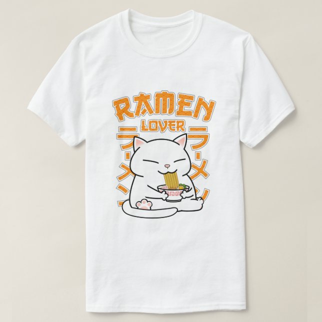 Japanisch Ramen Cat Ramen Lover T-Shirt (Design vorne)
