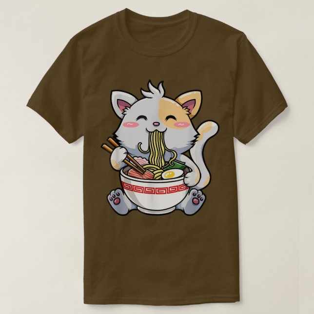 Japanisch Ramen Kawaii Anime Cat Lover Vater Mama, T-Shirt (Design vorne)