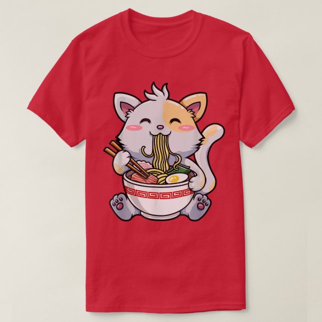 Japanisch Ramen Kawaii Anime Cat Lover Vater Mama, T-Shirt (Design vorne)