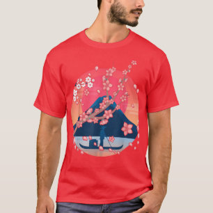 Japanisch Rosa Sakura Berg Hübsche Blume Kirsche T-Shirt
