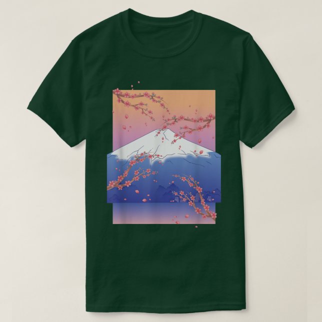 Japanisch Rosa Sakura Berg Hübsche Blume Kirsche T-Shirt (Design vorne)