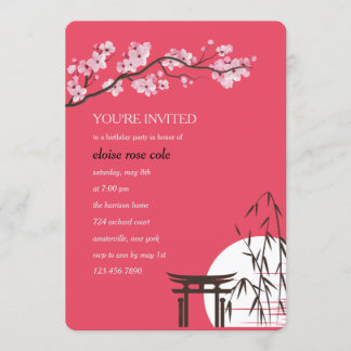 Japanisch Sakura Birthday Party Einladung