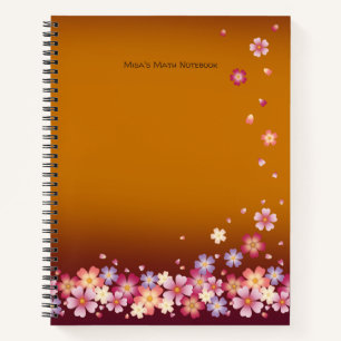 Japanisch Sakura blüht Gold & Plum individuell an Notizbuch