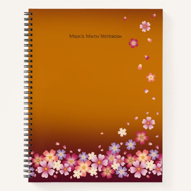Japanisch Sakura blüht Gold & Plum individuell anp Notizbuch (Vorderseite)