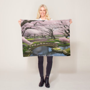 Japanisch Sakura Cherry Blossom Garten Landschaft Fleecedecke