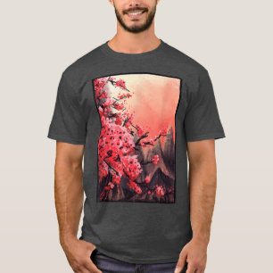 Japanisch Sakura Cherry Blossom Woodblock Kunst dr T-Shirt