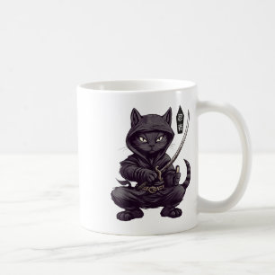 Japanisch Samurai Black Cat Tattoo, Kawaii Ninja B Kaffeetasse