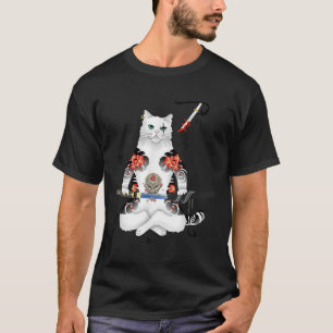 Japanisch Samurai Cat Katana Ninja Yakuza Tattoo T-Shirt