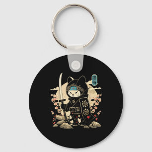 Japanisch Samurai Cat Tattoo Kawaii Ninja Cat _1 Schlüsselanhänger