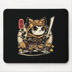 Japanisch Samurai Cat Tattoo, Kawaii Ninja Cat _3 Mousepad