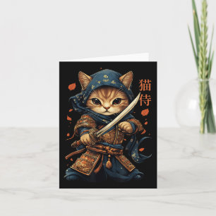 Japanisch Samurai Cat Tattoo Kawaii Ninja Cat Cat  Karte