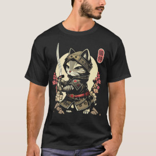 Japanisch Samurai Cat Tattoo, Ninja Cat T-Shirt
