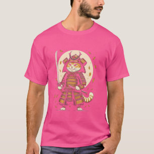 Japanisch Samurai Cat Warrior Retro Ninja Men Girl T-Shirt