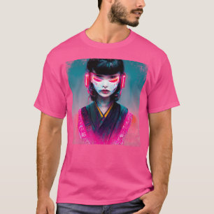 Japanisch Samurai Cyberpunk Mage Bushido Girl Anim T-Shirt