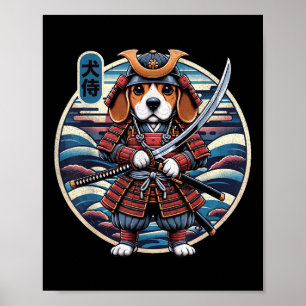 Japanisch Samurai Dog Tattoo, Beagle Kawaii Ninja  Poster
