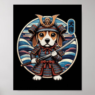 Japanisch Samurai Dog Tattoo, Beagle Kawaii Ninja Poster