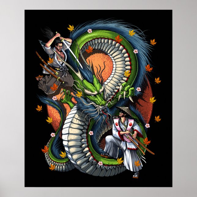 Japanisch Samurai / Dragon Poster (Vorne)