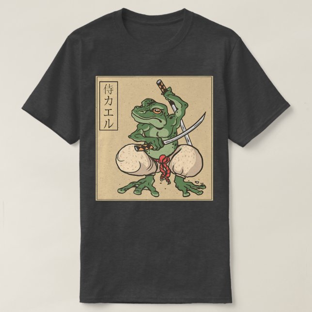 Japanisch Samurai Frog Warrior Bushido Code Katana T-Shirt (Design vorne)