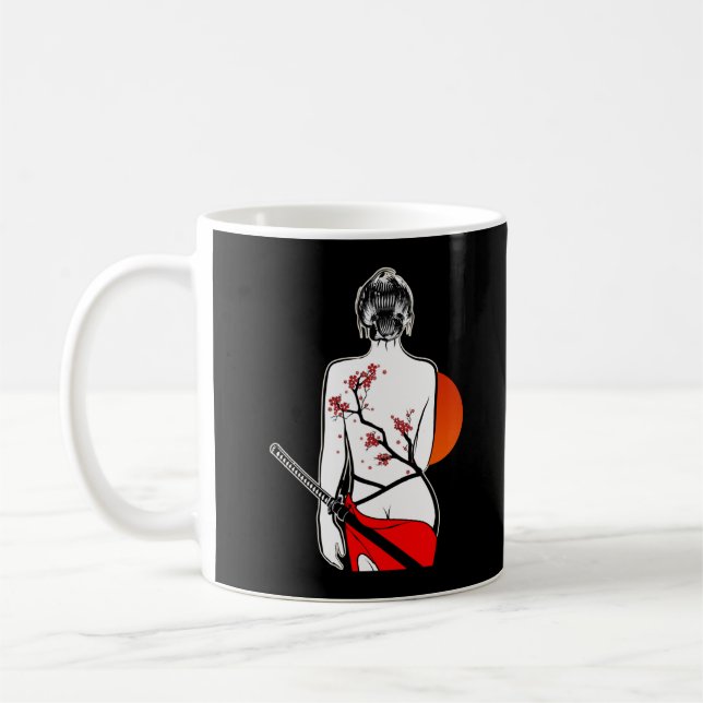 Japanisch Samurai Girl Sword Japan Kaffeetasse (Links)