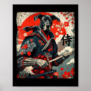 Japanisch Samurai Great Dane Tattoo Kawaii Ukiyo-e Poster